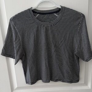Striped navy and White lululemon crop top